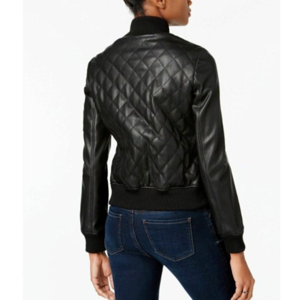 French Connection Faux-Leather Quilted Moto Jacket Black XS - NEW WITH TAG!